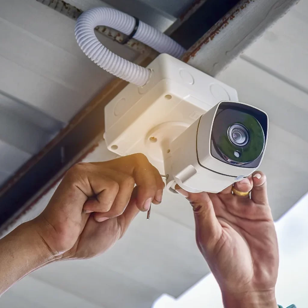 Technician-installing-CCTV-Camera